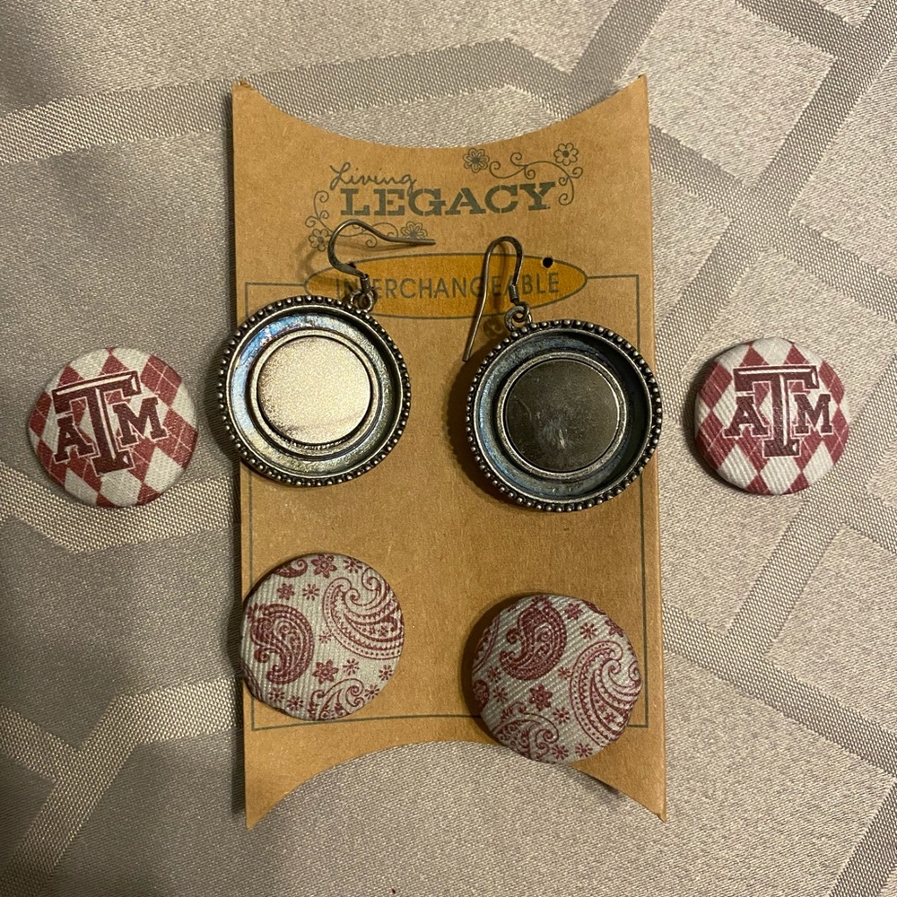 Texas A&M interchangeable button earrings